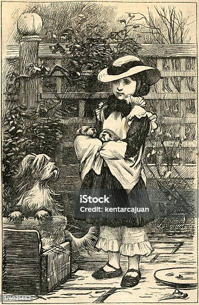 少女と子犬 Engrave - ビクトリア様式のストックフォトや画像を多数ご用意 - ビクトリア様式, 彫刻画, 犬