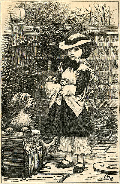 Girl and Puppies Engrave