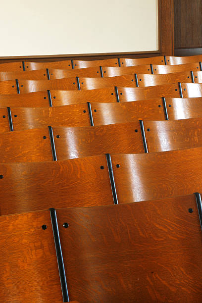 istock Wooden courtroom chairs. 176026201