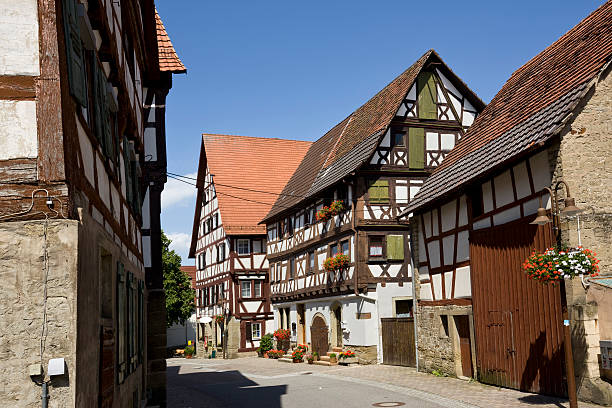 istock Blue sky over old houses in Eppingen Germany 176026365