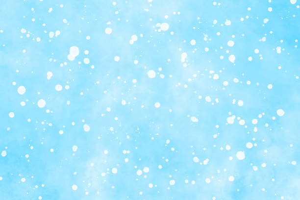 Pale Blue Winter Sky with Snow Flakes - Watercolor Painting