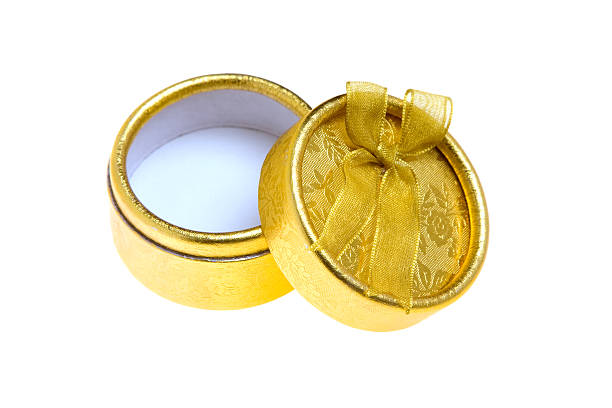 istock Gold Color Cylinder Gift Box with Fabric Bow 176026673