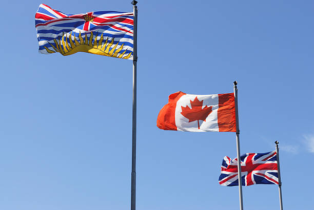 istock British Columbia, Canadian and Britain Flags 176027259