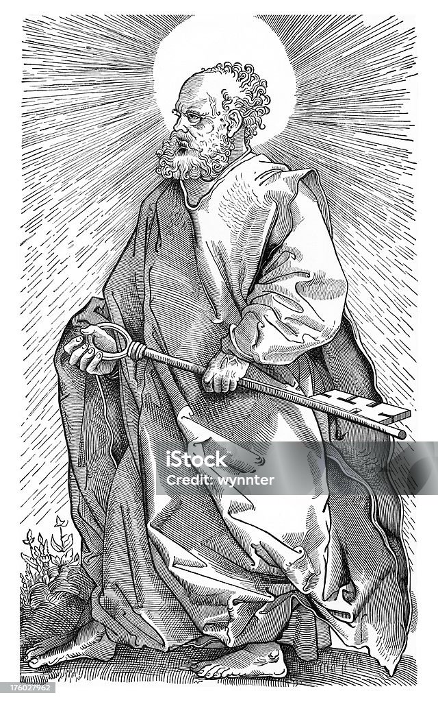 Saint Peter tiene la chiave per il paradiso - Illustrazione stock royalty-free di Santo