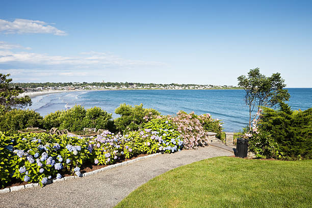 panoramic view of coastline, Newport, Rhode island, USA