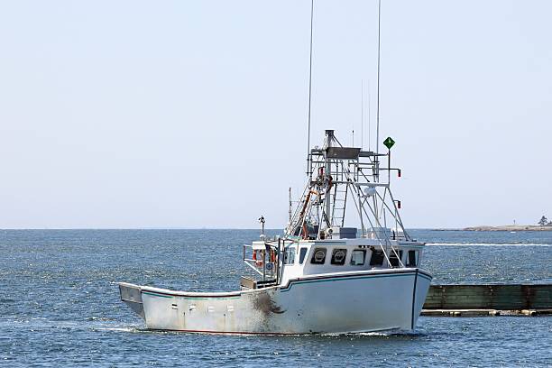 istock Fishing boat slowing moving 176028603