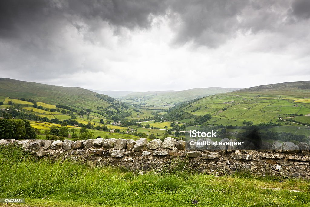 Verregneter Tag in der Yorkshire Dales-Nationalpark - Lizenzfrei Steinmauer Stock-Foto