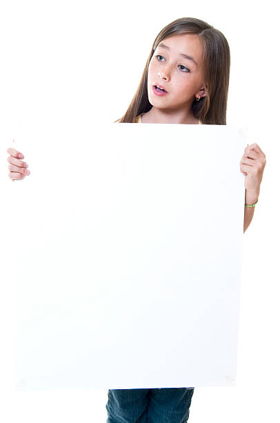 istock Young girl holding a blank sign 176029500