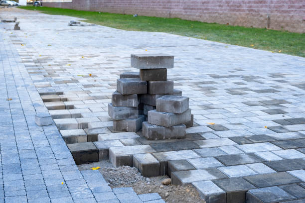 istock Several stone slabs are stacked on the paved surface of the path 1760301952