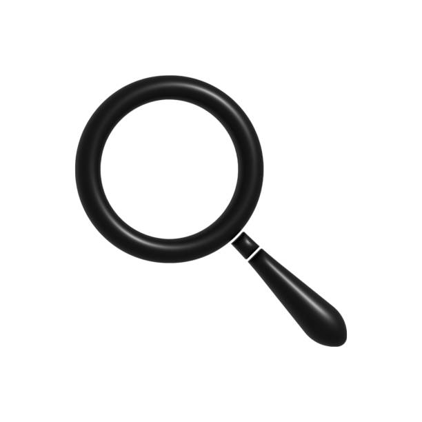 Isolated Black Magnifying Glass Tool for Investigation