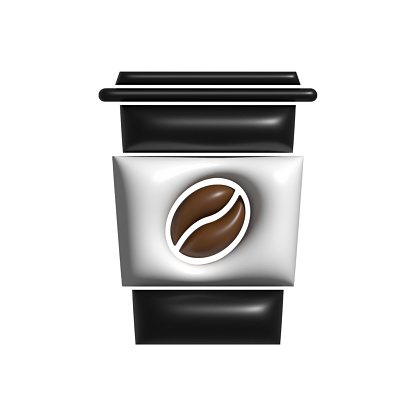 3D Realistic TAKE AWAY COFFEE Icon. 3D Icon Isolated on White.