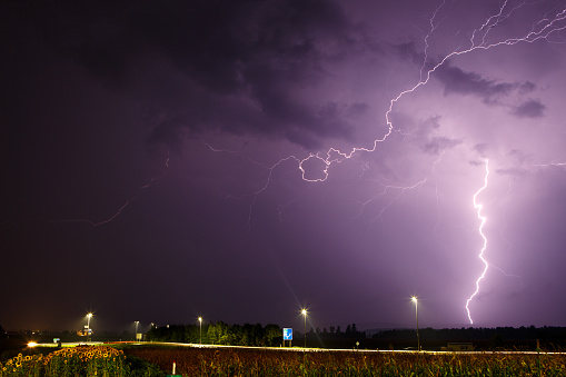 A lightning bolt over a Field