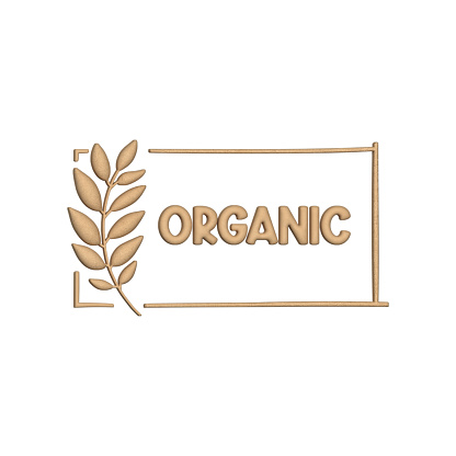 3D Realistic ORGANIC Badge Icon. 3D Icon Isolated on White.
