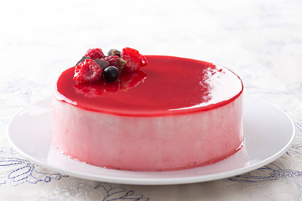 Red fruits mousse on a dish