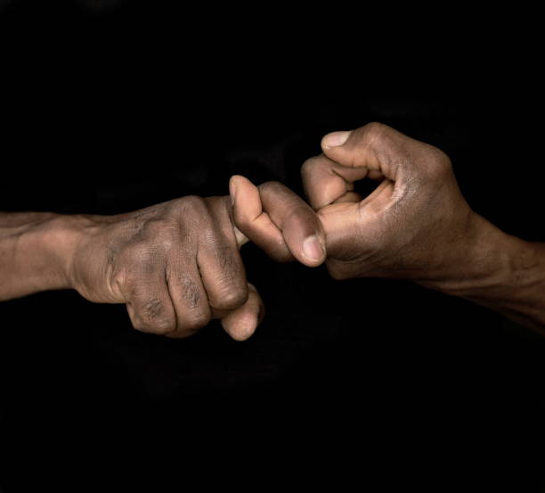 istock sign language with hand gestures speaking body language with people on black background stock photo 1760332519
