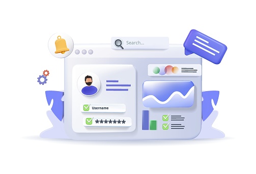 Ui Ux Design Digital Screen 3d Illustration Modern Website Interface ...
