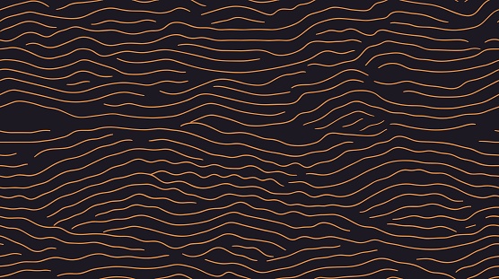 Abstract wallpaper texture with peru and black, seamless tile patterns. Unique urban camouflage. Abstract ornate background. Doodle Vector Seamless Pattern. Bold wavy stripes. Horizontal curved wavy lines pattern. Vector illustration.Eps10.