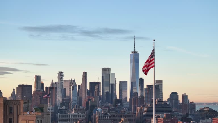 Aerial shot of New York City's Freedom Tower