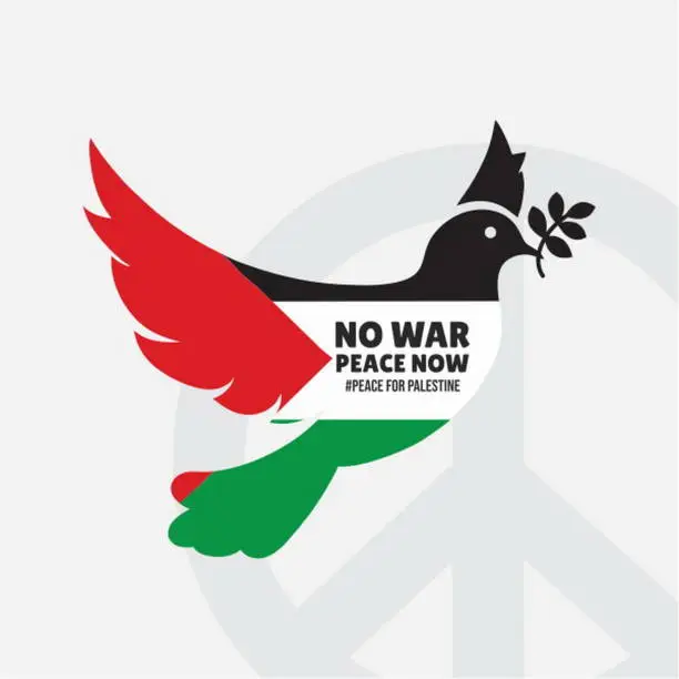 Vector illustration of Free Palestine. No war. Flag of Palestine. Support for Palestine. Peace for Palestine. Stop war.