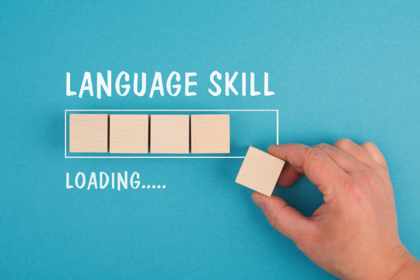 istock Progress bar with the words language skill loading, education concept, having a goal, online learning, knowledge is power strategy 1760387131