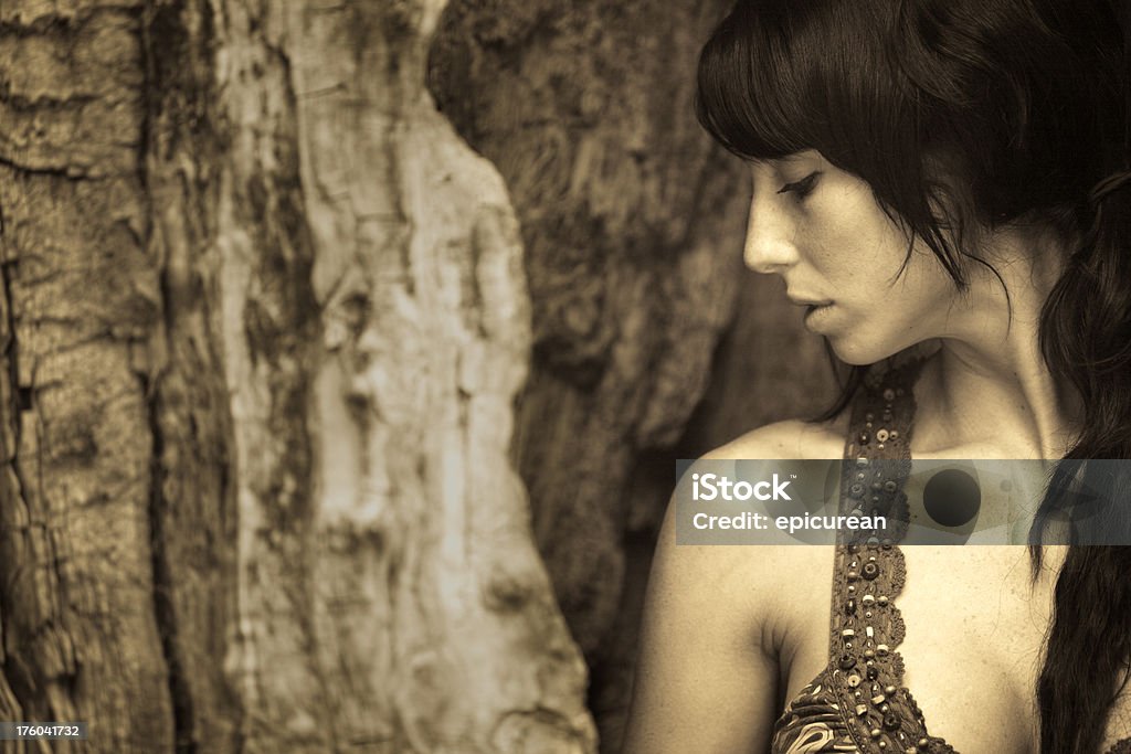 Jovem mulher bonita no interior de uma árvore - Royalty-free Mulheres Foto de stock