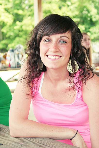 Woman sitting in a park.