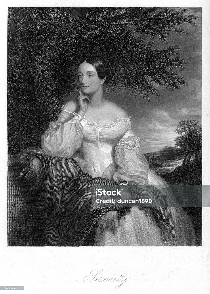 Hermosa joven mujer victoriana-COLECCIÓN Serenity - Ilustración de stock de Estilo 1830 libre de derechos