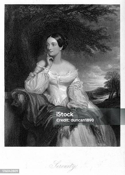 Ilustración de Hermosa Joven Mujer Victorianacolección Serenity y más Vectores Libres de Derechos de Estilo 1830 - Estilo 1830, Ilustración, Personas