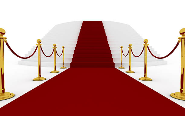 istock Red carpet and huge stairs (gold) 176042892