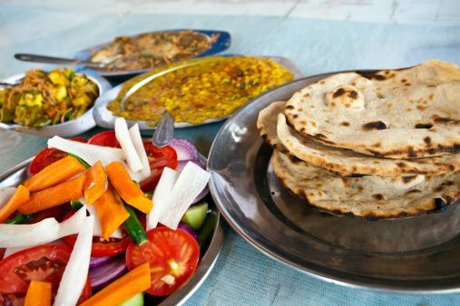 Indian food served in a roadside highway restaurant
