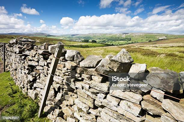 Dry Stone Wall And Yorkshire Countryside Stock Photo - Download Image Now - Agricultural Field, Agriculture, Cloud - Sky