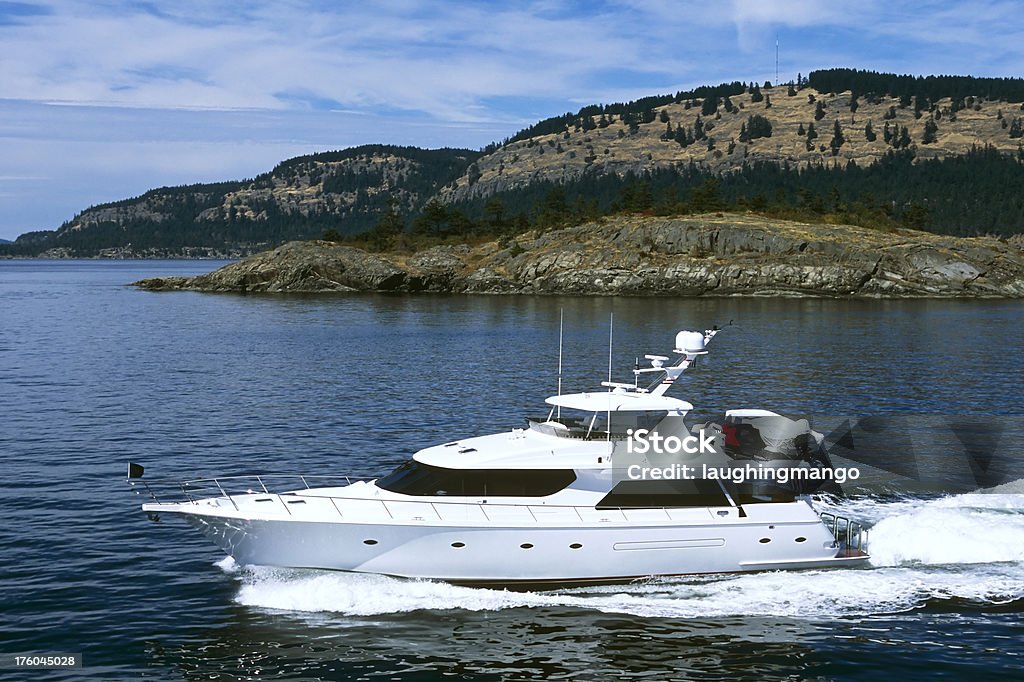 aerial luxury motor yacht ship boat victoria luxury yacht ship Aerial View Stock Photo