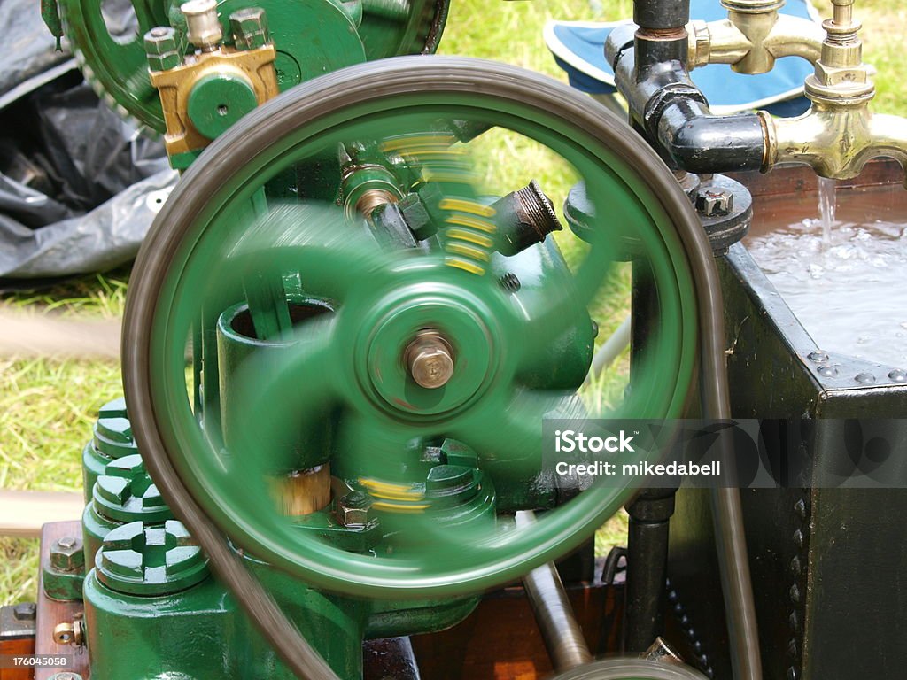 Stationary engine, A small old pump engine Agriculture Stock Photo