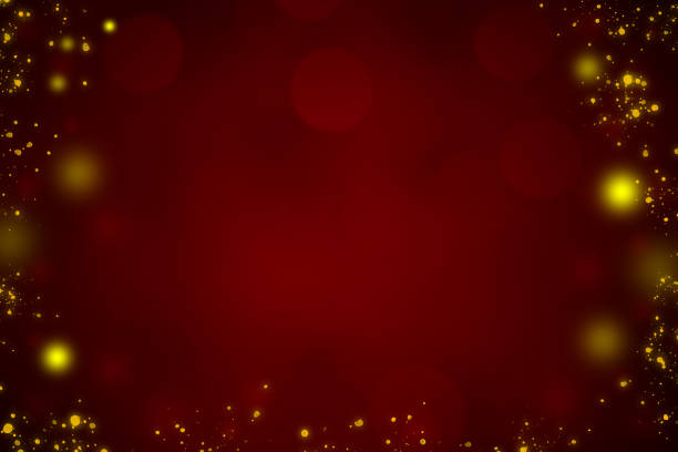 red glitter vintage lights background.  red bokeh shiny on dark background.