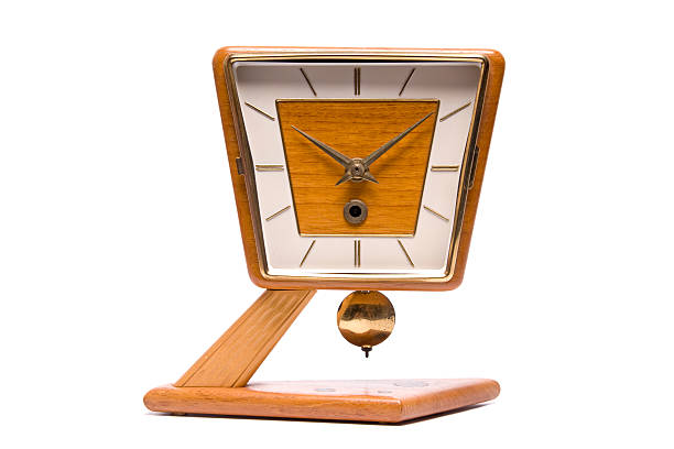 istock Antique wooden clock, isloated on white 176045958