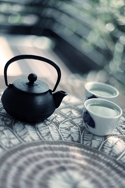 녹차 주물 티포트 - tetsubin teapot 뉴스 사진 이미지