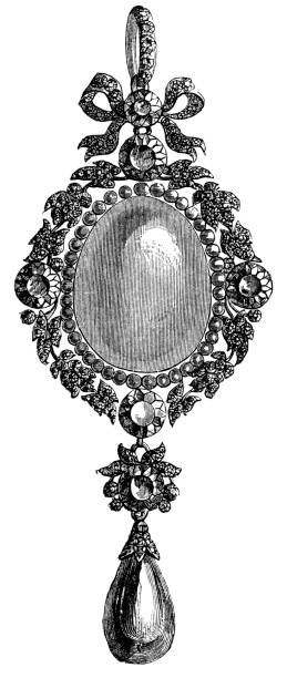 ilustrações, clipart, desenhos animados e ícones de porta-retrato - brooch old fashioned jewelry rococo style