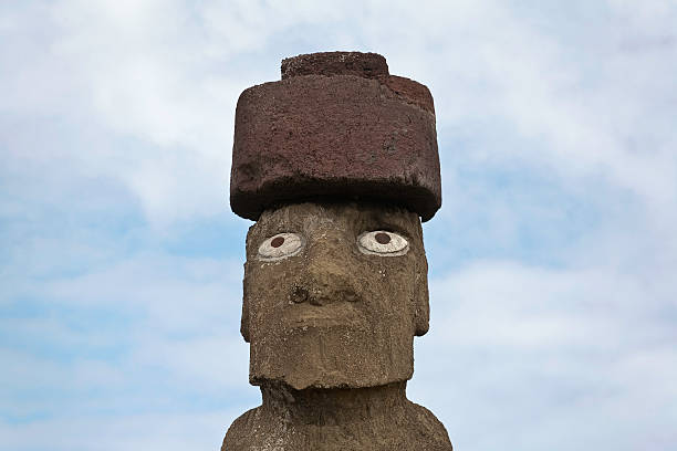 istock Fully restored moai statue at Hanga Roa 176048288