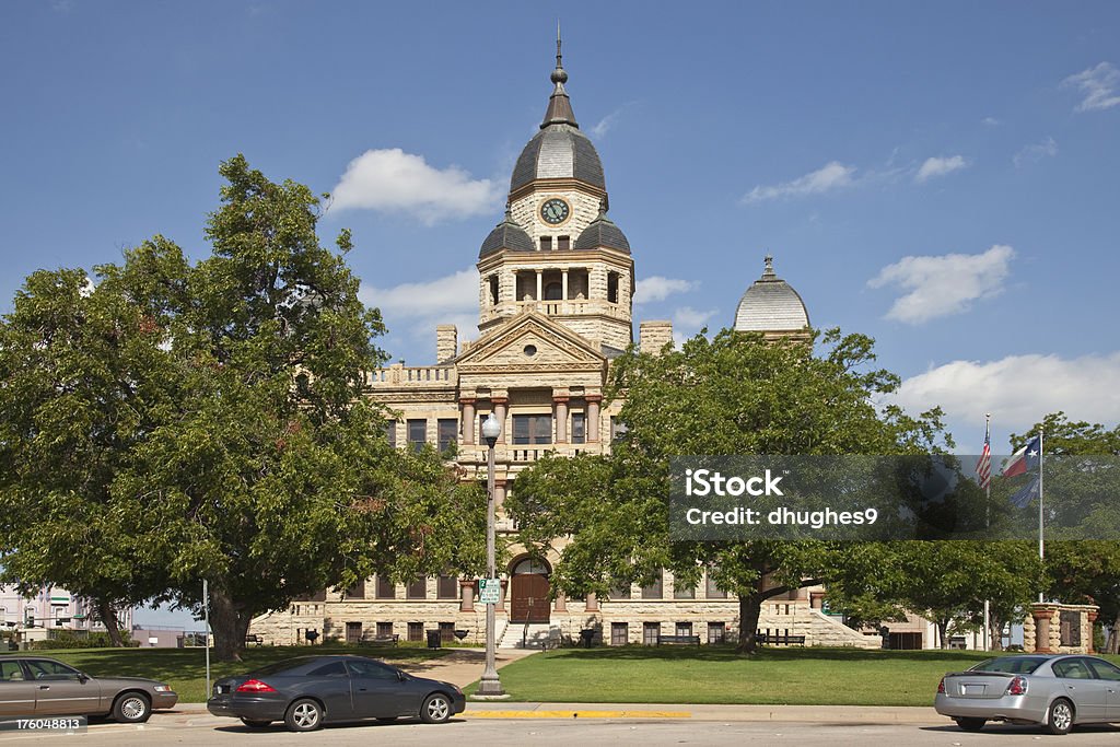 Beautiful Victorian Architecture of County Courthouse at Denton Texas Recently restored Denton County Texas courthouse at North Texas town of Denton. Built in 1896. Denton - Texas Stock Photo
