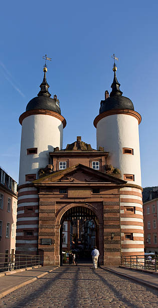 istock Blue sky over bridge in Heidelberg Germany 176048824