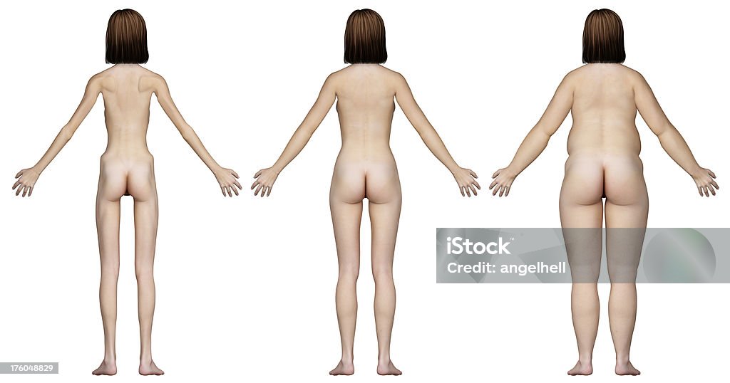 Trzy typy kobiece organy: Wybiedzony, dopasowany i nadwaga - Zbiór zdjęć royalty-free (Ciało ludzkie)