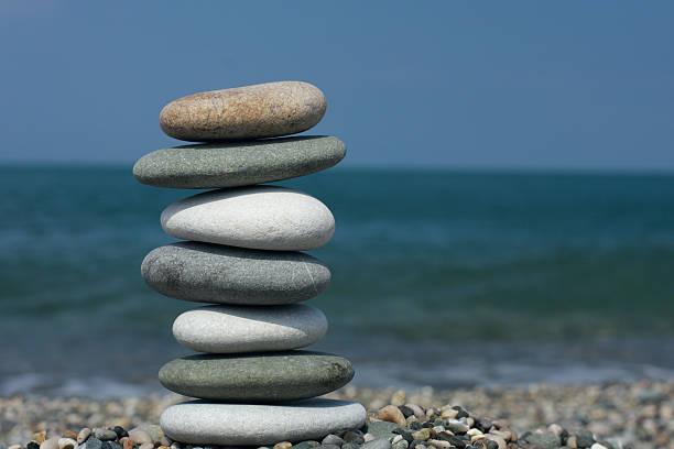equilíbrio - stone wellbeing zen like blue - fotografias e filmes do acervo