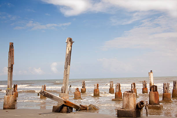 istock Broken pylons from Hurrican Ike in fall of 2008 176049431