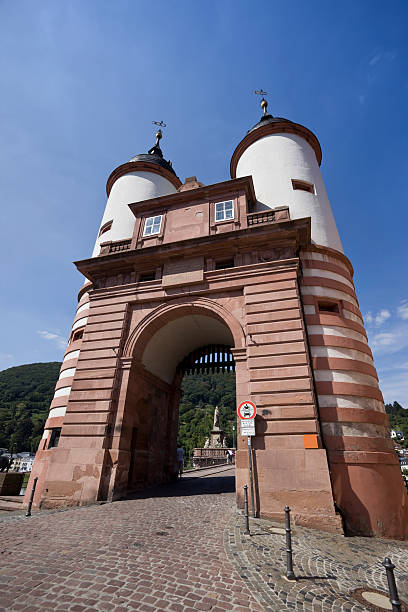 istock Blue sky over old bridge in Heidelberg Germany 176049442