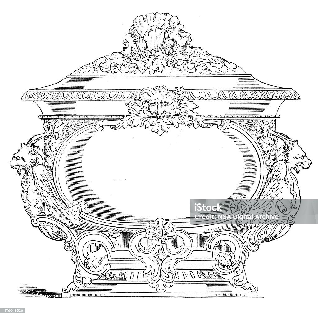 와인 쿨러를/앤틱형 음식 일러스트 - 로열티 프리 고풍스런 스톡 일러스트