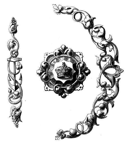 ビクトリア様式のジュエリー/アンティークデザインのイラスト - brooch old fashioned jewelry rococo style点のイラスト素材／クリップアート素材／マンガ素材／アイコン素材