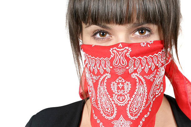 istock Evil brunette girl in red bandanna 176050372