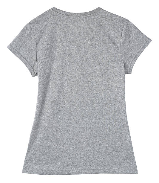 istock Womens Blank Gray T-Shirt Back with Clipping Path. 176051142