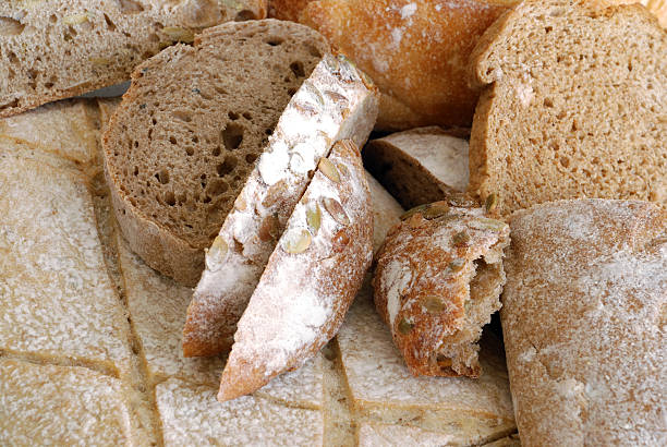 variety bread background stock photo