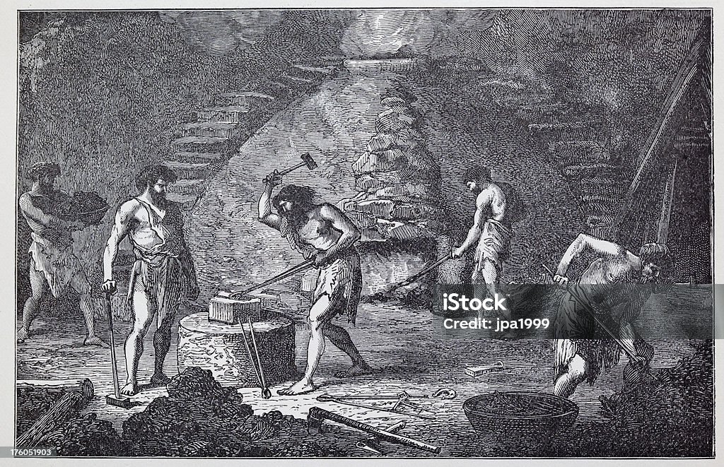 Ilustração do século 19 de blacksmiths - Royalty-free Fornalha - Equipamento Elétrico Ilustração de stock